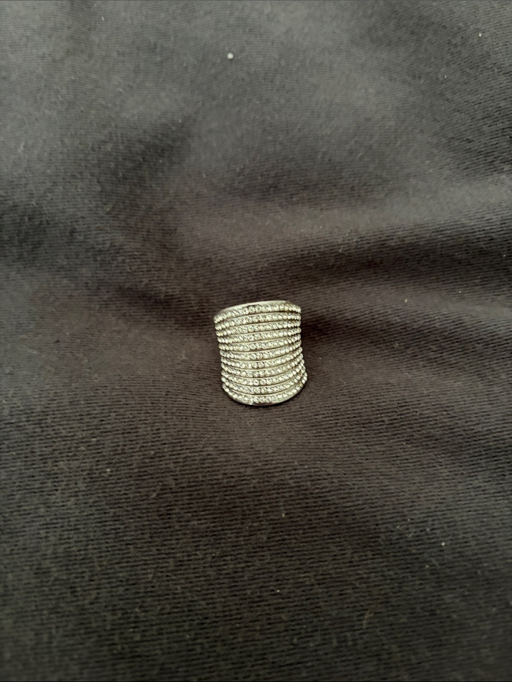 Silver-Tone Pave Multi-Row Statement Ring - Women Jewelry